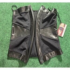 Darque Coquette Pleather Structured Corset Clasp Back Womens Small‎ Black NWT